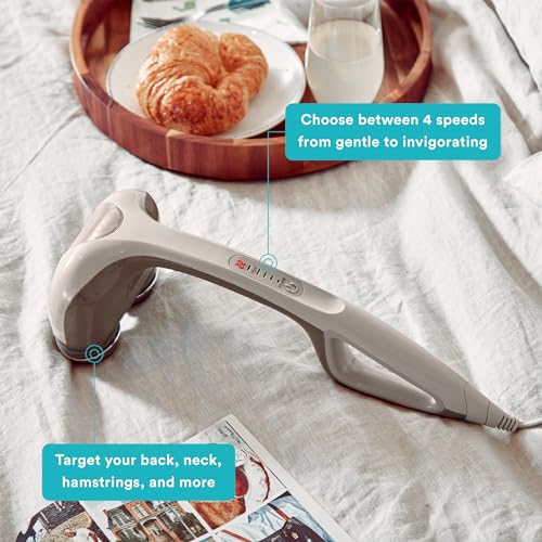 Image of Homedics Percussion Action Massager with Heat | Adjustable Intensity, Dual Pivoting Heads | 2 Sets Interchangeable Nodes, Heated Muscle Kneading for Back, Shoulders, Feet, Legs, & Neck