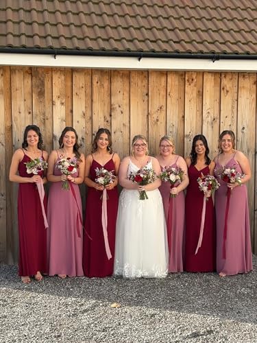 Image of Ever-Pretty Women's Summer Backless Spaghetti Strap Chiffon Bridesmaid Dresses Empire Waist Formal Wedding Guest Dress