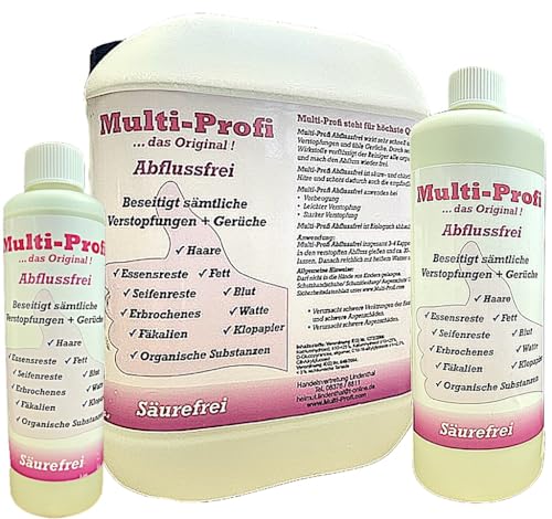 Farben Figo's - Multi-Profi Abflussfrei beseitigt schwerste Verstopfungen und üble Gerüche. Durch ausgesuchte Wirkstoffe verflüssigt der Reiniger alle organischen Rückstände und macht den Abfluss wieder frei. 0,5 L