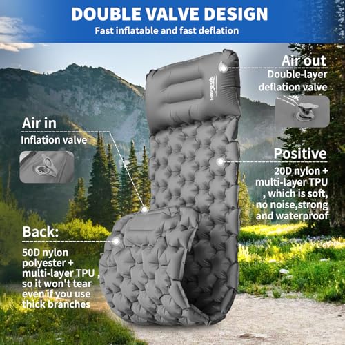HiiPeak isomatte hoch Camping luftmatratze mit integrierten kopfkissen Outdoor campingmatte schlafmatte kleines packmass mit Fußpumpe luftzellenmatte aufblasbar