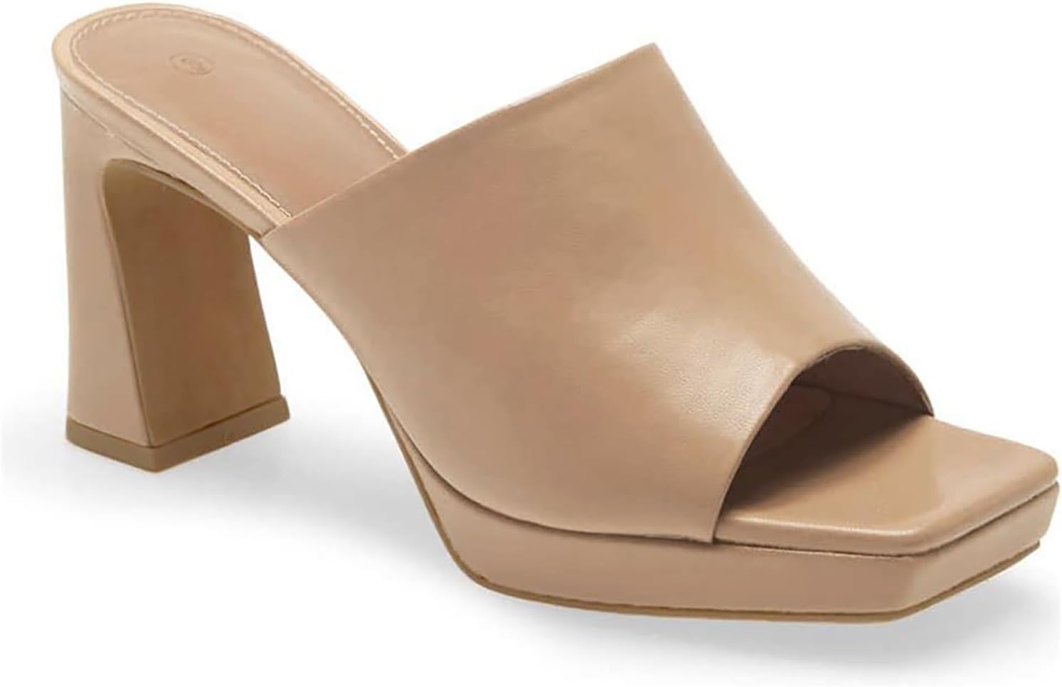 Trish Lucia Womens Platform Chunky Heels Mules Square Open Toe High Heeled Sandals Slip On Slides Dress Shoes