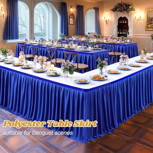 Wish Care 6ft Long Royal Blue Table Skirt for Rectangle Tables Decorations - Wrinkle Resistant Polyester Pleated Table Skirting Desk Skirts for Office Baby Shower Birthday Party Wedding Banquet by Wish Care - Used condition - Image 9