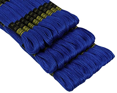 Image of Cross Stitch Hand Embroidery Thread Stranded Cotton Craft Sewing Floss 25 Skeins-Royal Blue
