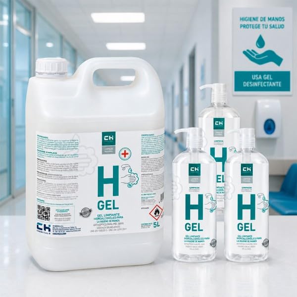 CH QUIMICA502481 H-GEL 5L. Gel hidroalcohólico desinfectante antiséptico para piel sana.