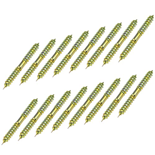 Lot de 16 Vis Autotaraudeuses à Double Tête Pointue de M6 x 60mm,Vis à Bois,Chevilles de Fixation pour Meubles en Bois Cover