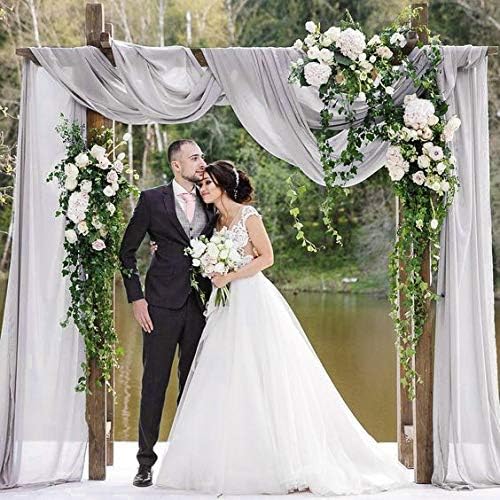 Telón de fondo de gasa transparente para boda, color gris, 10 x 10 pies, cortina de telón de fondo para decoración de interiores y exteriores,