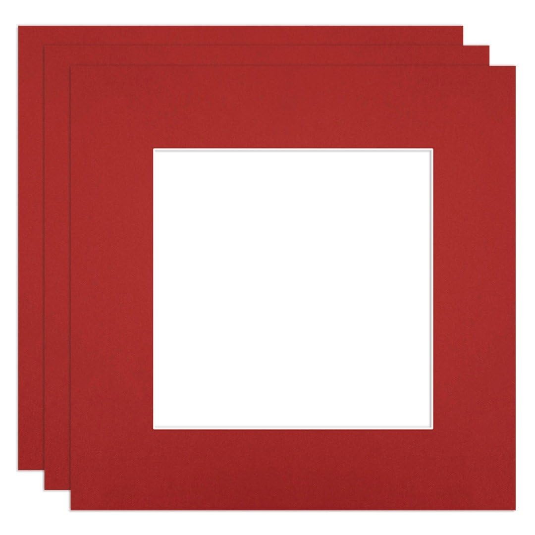 Procut Global 8x8" Crimson Picture Mounts to Fit 5x5" Aperture - Precision Cut Cardboard Photo Mount - Ideal for Frames, Prints, Artwork & Certificates - Sizes & Colours Available - 3 Pack — image 1
