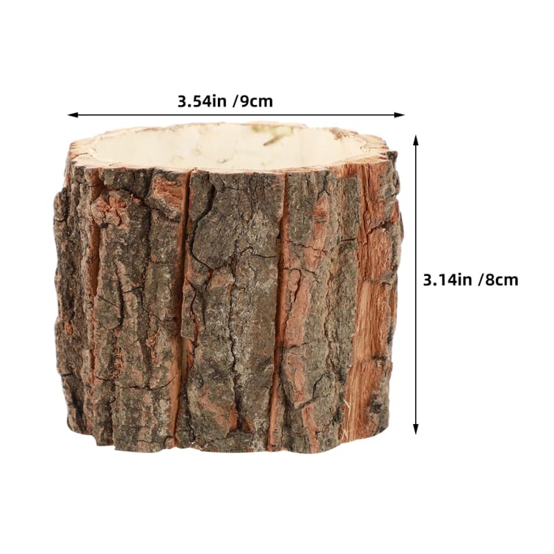 Image of balacoo 4pcs Rustic Wooden Bark Flower Pots Log Planter Holders for Decor Durable Flower Buckets for Home and Garden Arrangement