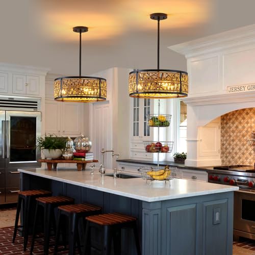 Bsyormak 3-Lights Rattan Boho Chandelier For Dining Room Drum Wicker Pendant Light Fixtures Hanging Woven Coastal Ceiling Light For Farmhouse Kitchen Island Living Room Bedroom thumb #4