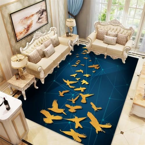 Tapis rectangulaire brun oiseau 40x60cm pour chambre - 2
