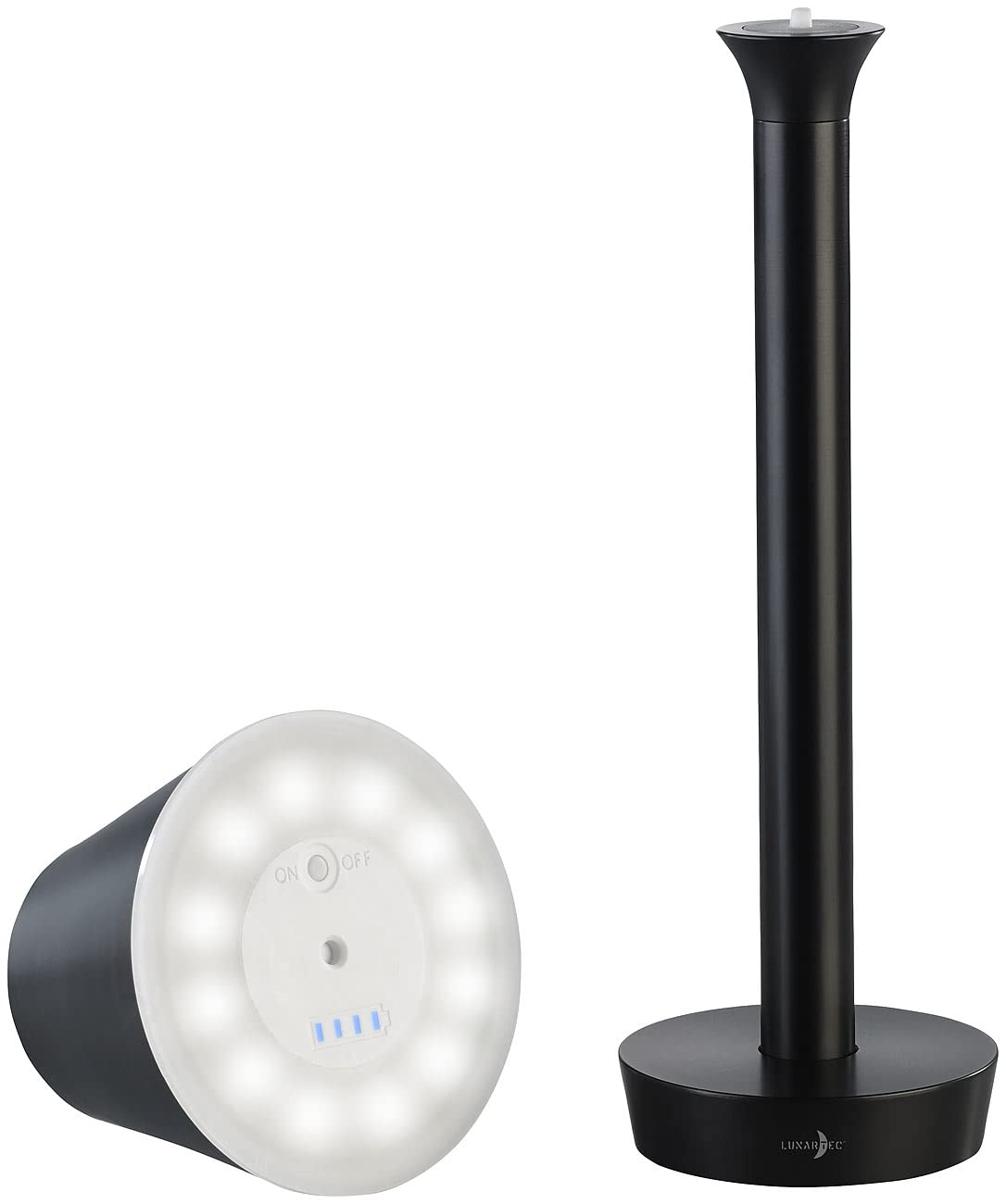 Luminea Home Control Kabellose LED-Tischlampe: Smarte Outdoor-Tischlampe mit WLAN-Gateway, RGB-CCT-LEDs, App, IP67 (mit Sprachsteuerung, Schreibtischleuchten Akku, Leuchte)
