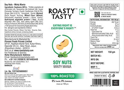 Image of Roasty Tasty Roasted SOYA Nuts Snacks 300g Minty Mania SOYA Protein Healthy Snacks for Weight Loss Combo Pack of 2 (150gm Each)