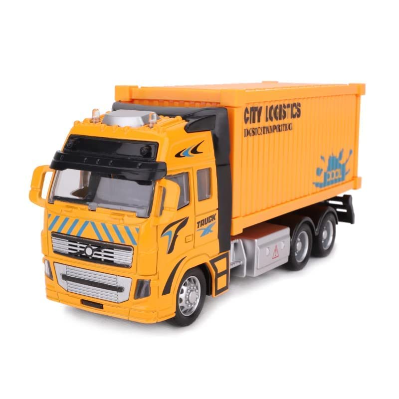 Image of Toy Truck Diecast Cars Truck with Light and Sound Pull Back Vehicles Toy Trucks for Kids ?Colors as Per Stock? (Logistic Truck)