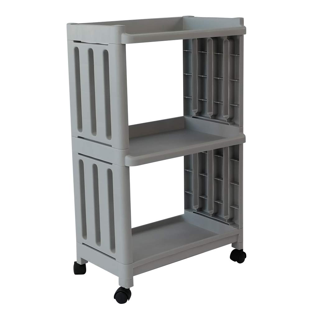 Buy Jekiyo 3Tier Rolling Utility Cart, Grey Plastic Storage Shelves on
