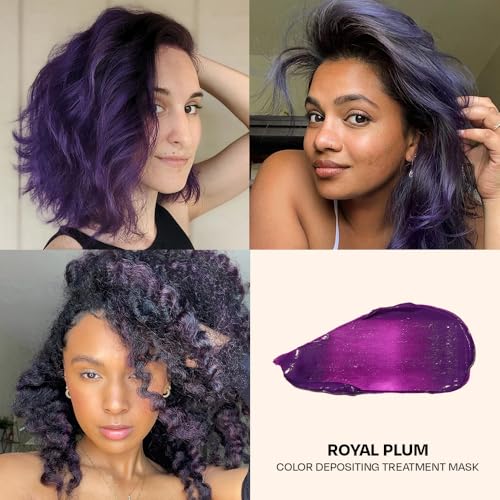 Image of Overtone Daily Color Depositing Conditioner - 4.5oz Temporary Coloring Conditioner with Shea Butter & Coconut Oil - Refresh Color & Prevent Fading- Vegan & Cruelty-Free, Purple for Brown is Royal Plum