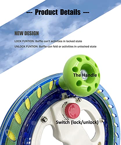 Orlubaako Kite Line Reel Winder, Lockable Kite String With Reel 7Inches Dia With 656Ft 60 Lbs Durable String And Lock Function Professional Outdoor Kite Accessories For Kids/ Teens, Blue #TOP2