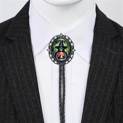 Image of Jeilwiy Bolo Tie for Men Western Cowboy Gothic Bolo Tie Necklace Halloween