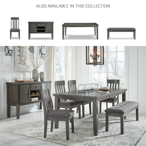 Image of Signature Design by Ashley Hallanden Contemporary Dining Upholstered Side Chair, Set of 2, Armless, Comb Back Design, Wood Frame, Gray