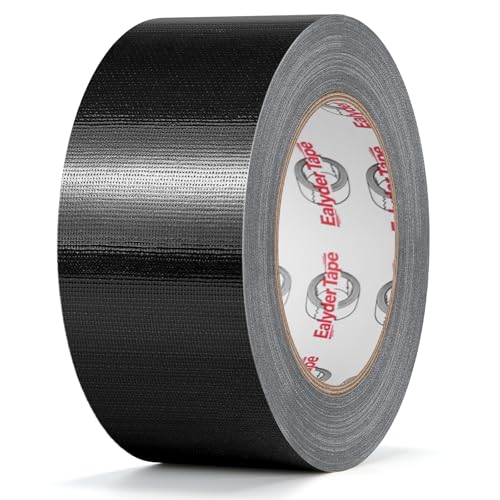 Ealyder Tape Cinta adhesiva americana 50 mm x 27.4 m, Cinta impermeable de tela de para reparaciones, bricolaje, manualidades, uso en interiores y exteriores (1 Rollo - Negro)