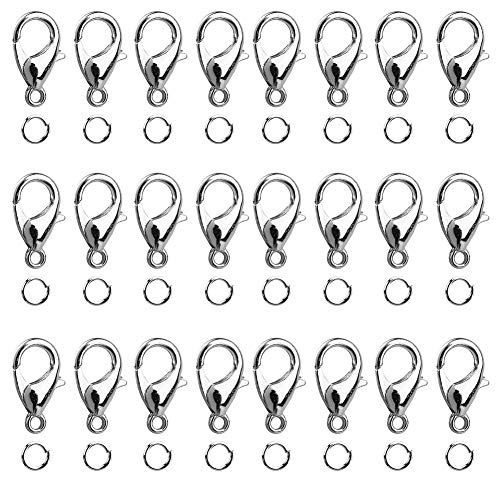 Wuboece 300 Pcs Curved Lobster Claw Clasps And Open Jump Rings Jewelry Diy Findings For Choker Necklaces Bracelet Making, Silver (7X12Mm, 5Mm) #TOP2