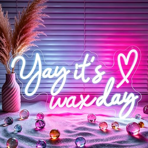 Image of White&Pink Neon Sign Led Neon Lights Signs for Wall Decor USB Powered Led Signs for Room Decoration-Yay It's Wax Day