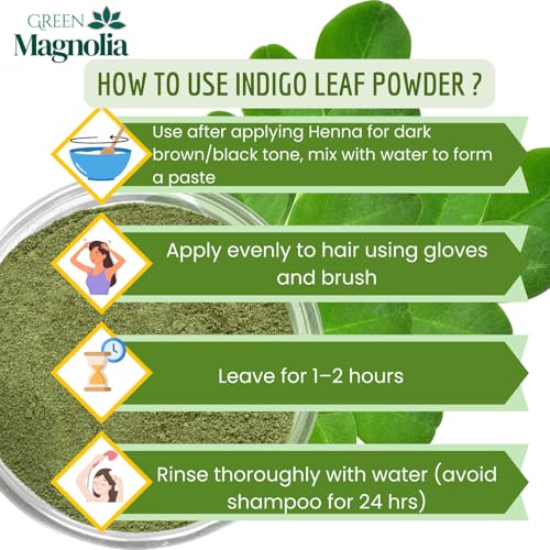 Image of Natural Indigo Leaf Powder for Hair Pure & Chemical-Free Herbal Hair Color & Care Powder Supports Natural Dark Shade & Healthy Hair (50gm)