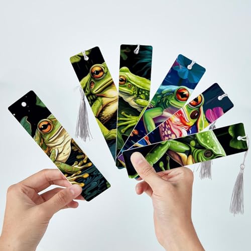 Marque-pages grenouille contre la perte de page lot de 6 avec pompons
