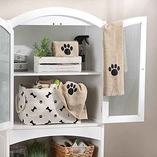Image of Bone Dry Pet Grooming Towel Collection Absorbent Microfiber Drying Set, 15x30 inch, Embroidered Taupe, 3 Count