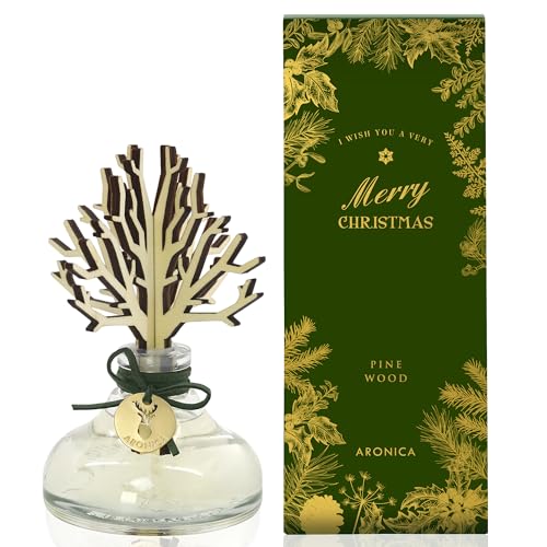 Aronica Christmas Diffuser 120ml / 4floz- Pine Wood Scent, Frasier Fir Essential Oil Reed Diffuser, Green Tree Oil Classy Christmas Nordic Decor, Luxury Skandinavisk Oils, White Elephant