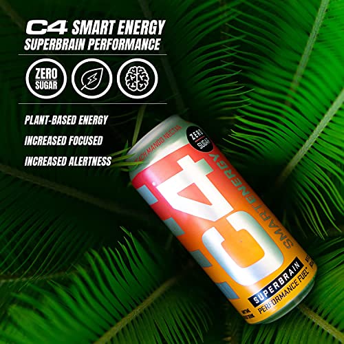 Image of C4 Smart Energy Drink - Sugar Free Performance Fuel & Nootropic Brain Booster, Coffee Substitute or Alternative | Watermelon Burst 16 Oz - 12 Pack