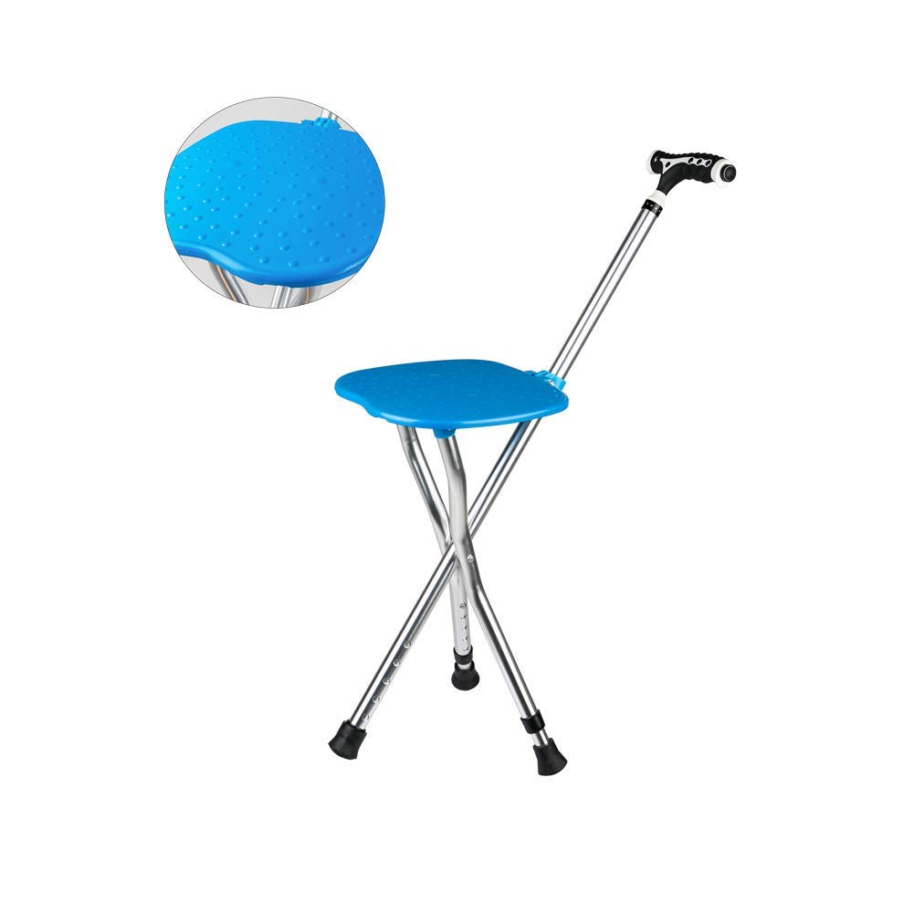 Bastón Plegable con Mango ergonómico con Asiento 5 muletas de luz LED de Altura Ajustable HGCHH