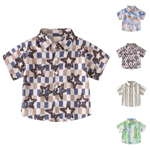Toddler Boy Short Sleeve Button Down Shirt Striped Guayabera Shirts Tops Baby Hawaiian T-Shirt Summer Easter Outfit3