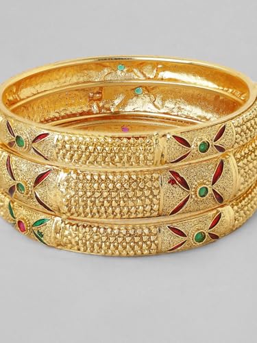 Image of Rubans Bangles Set Gold Plated Traditional Ethnic Stylish Trendy Jewellery Gift for Women & Girls