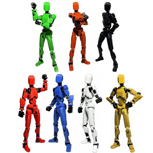 EIMONEY 7PCS Assembly Completed T13 Action Figure 3D Printed Multi-Jointed Movable,Lucky 13 Action Figures,Multi-Articular Action Figures,Desktop Decorations,Creative Gifts (7 Colors)