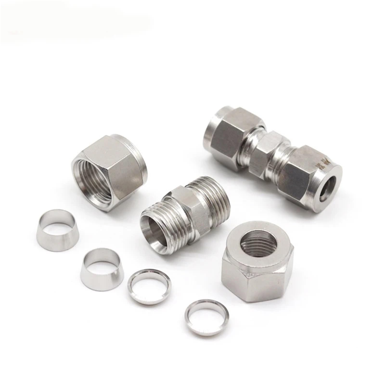 Conector de tubería metálica de doble trampa de tipo manguito de corte de acero inoxidable 304 OD 3 4 6 810mm 1/8 "1/4" 3/8 "1/2"(22mm)