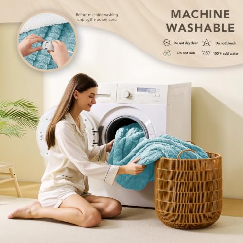 Image of Homemate Electric Heated Blanket Queen - 84 inchx90 inch Heating Bed Blankets Throw with 10 Heating Levels 8 Hours Auto Off Fast Heating Over-Heated Protection Ultra Soft Warm Flannel ETL Certified
