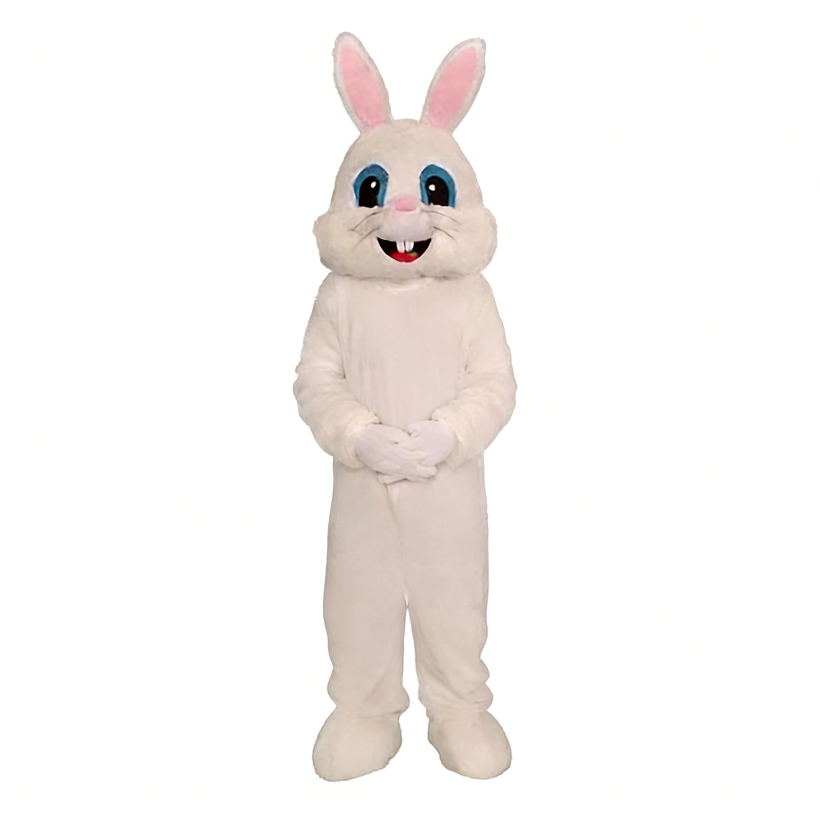 Hyelntu Easter Bunny Costume Adult Plush Bunny Mascot Suit for Men Women Onesize Easter Party Rabbit Cosplay Outfit with Head
