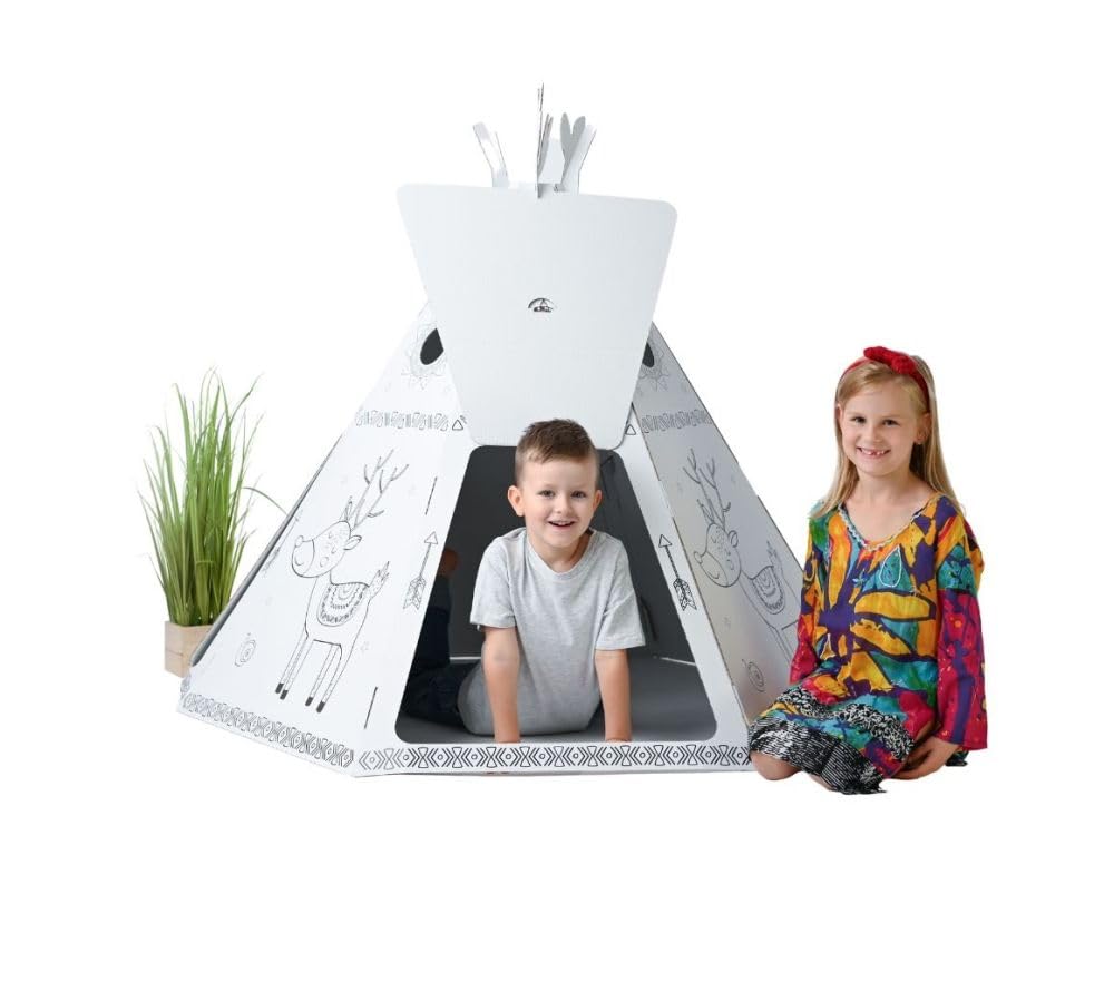 zelt aus karton Tektorado - Spielhaus Pappe für Kinder - Kinderspielhaus aus zum Bemalen und Spielen - für Outdoor & Indoor - für Kinder ab 3 Jahren UPC=724901934614 Farbe:Laborrot adidas and Real Madrid