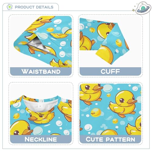 JUNZAN Cute Yellow Ducks Blue Little Girls Sweatshirt Hoodie Fleece Hoodies for Girls Sports 4T3