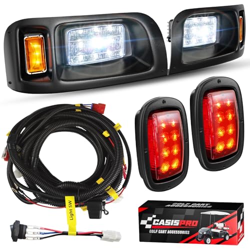 CASISPRO 12V Golf Cart Light Kit for Club Car DS 1993-UP Street Legal LED Headlight Taillight Kit with Wiring Harness