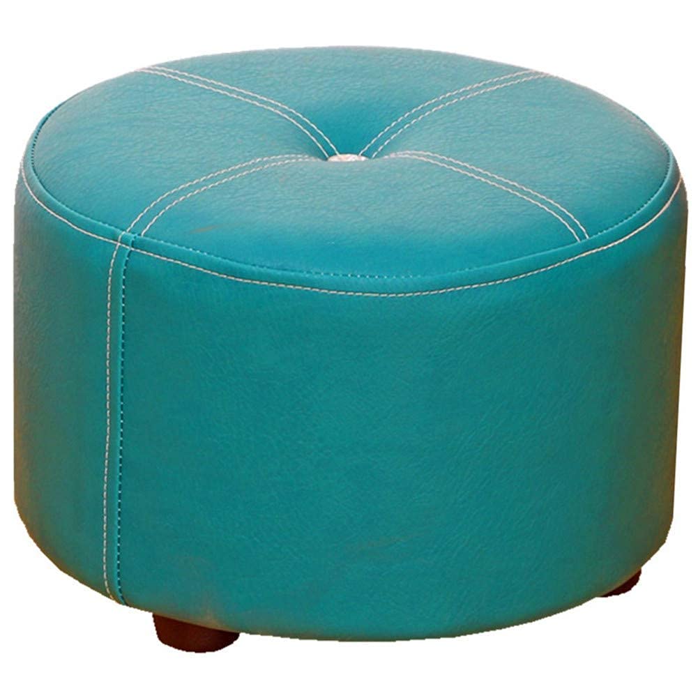Pouf Rond en Cuir Élégant, Tabouret de Salon Haut de Gamme et Moderne