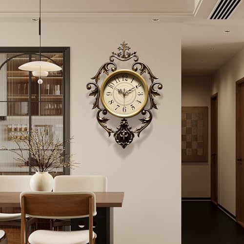 Vintage Wall Clocks Living Room,Decorative Antique Large Wall Clocks,Digital Retro Silent Wall Clock Battery Operated for Bedroom Kitchen Entryway Office Decor 21" x 15" - Image 3