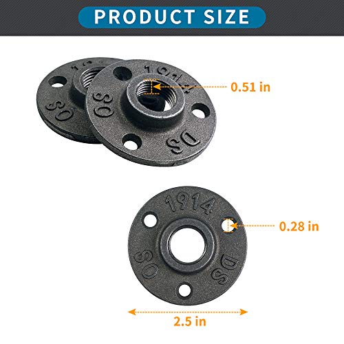 10Pcs-12-INCH-Floor-Flange-Industrial-Steel-Malleable-Cast-Iron-Pipe-Fittings-Retro-Decor-Furniture-DIY-BSP-Threaded-Hole