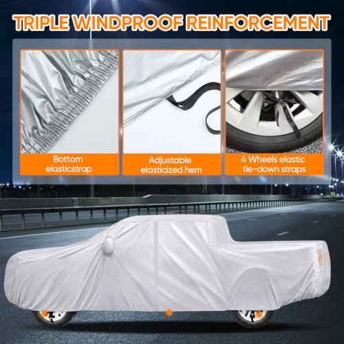 Image of Truck Cover Waterproof All Weather,Pickup Truck Car Cover Fit for Most Regular Cab Short Box Ford Ranger /F100,Chevy C10 S10,Ram 150 /250,Nissan Frontier etc (Length Up to 210 inch)