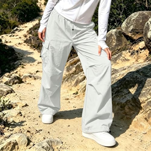 Womens Cargo hiking pants Y2K Baggy Stretchy High Waisted Jogger Trousers - image 7