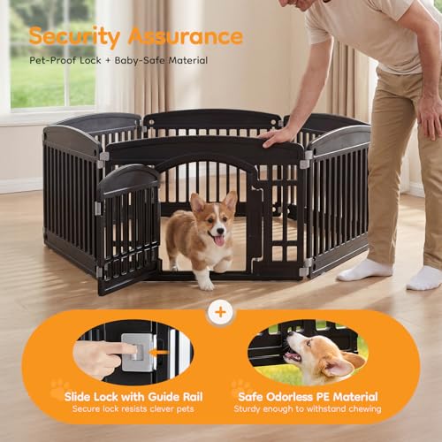 Image of NEWBULIG Dog Playpen 6-Panel, 24IN Puppy Playpen, Stable Dog Play Pen Indoors /Outdoor with Secure Locking Door, Plastic Pet Fence for Small & Medium Dogs