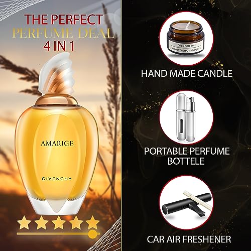 AMARIGE - Eau De Toilette Spray 3.3 oz - Gift Set Pack With Lavender Soy Candle, Car Air Fresheners, and Empty Travel Perfume Atomizer - Image 5
