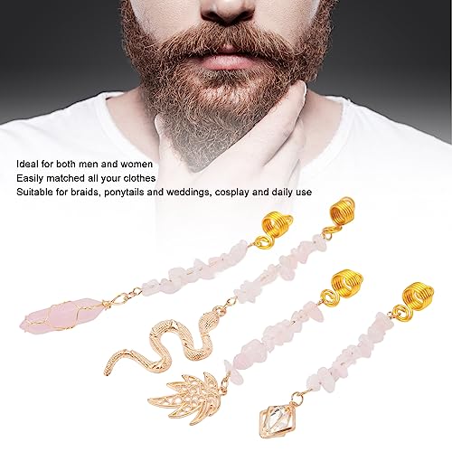 4pcs Stone Pendant for Hair Braiding Different Pendants Hair Dreadlocks Rings Gold Spring Exquisite Pink Stones Hair Jewelry for Braids - Image 2