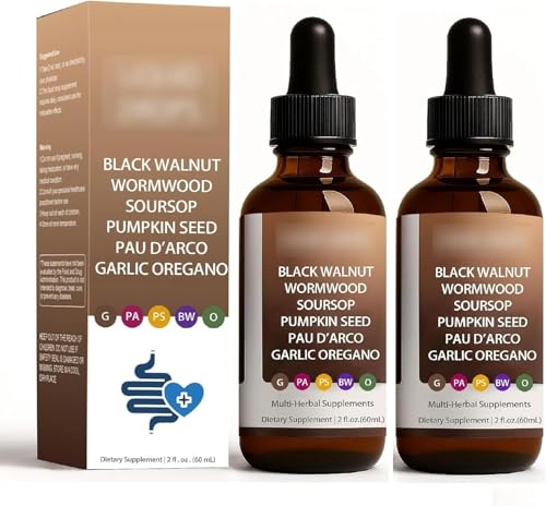 Nutralis Black Walnut Wormwood Gut Cleanse, Wormwood Black Walnut Clove Drops,2 Oz/60ML,2Pcs Liquid SIX-in-ONE