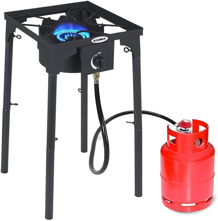 Camplux Outdoor Stove Single Burner 130,000 BTU Heavy-Duty Propane Gas Cooker with Adjustable Height JK-SL13